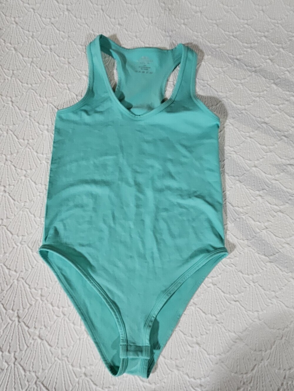 Zenana Turquoise Racer Back Bodysuit Size L/XL